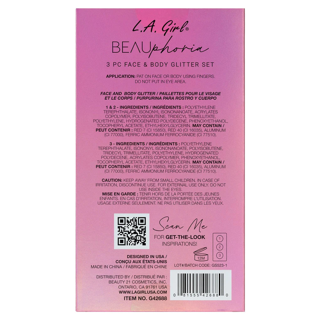 L.A. Girl - Beauphoria 3pc Face & Body Glitter Set
