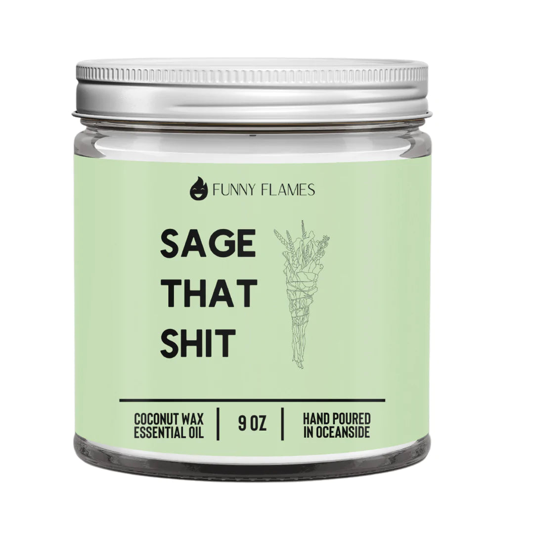 Funny Flames Candle Co Sage That Sh*t Candle Discount Beauty Boutique