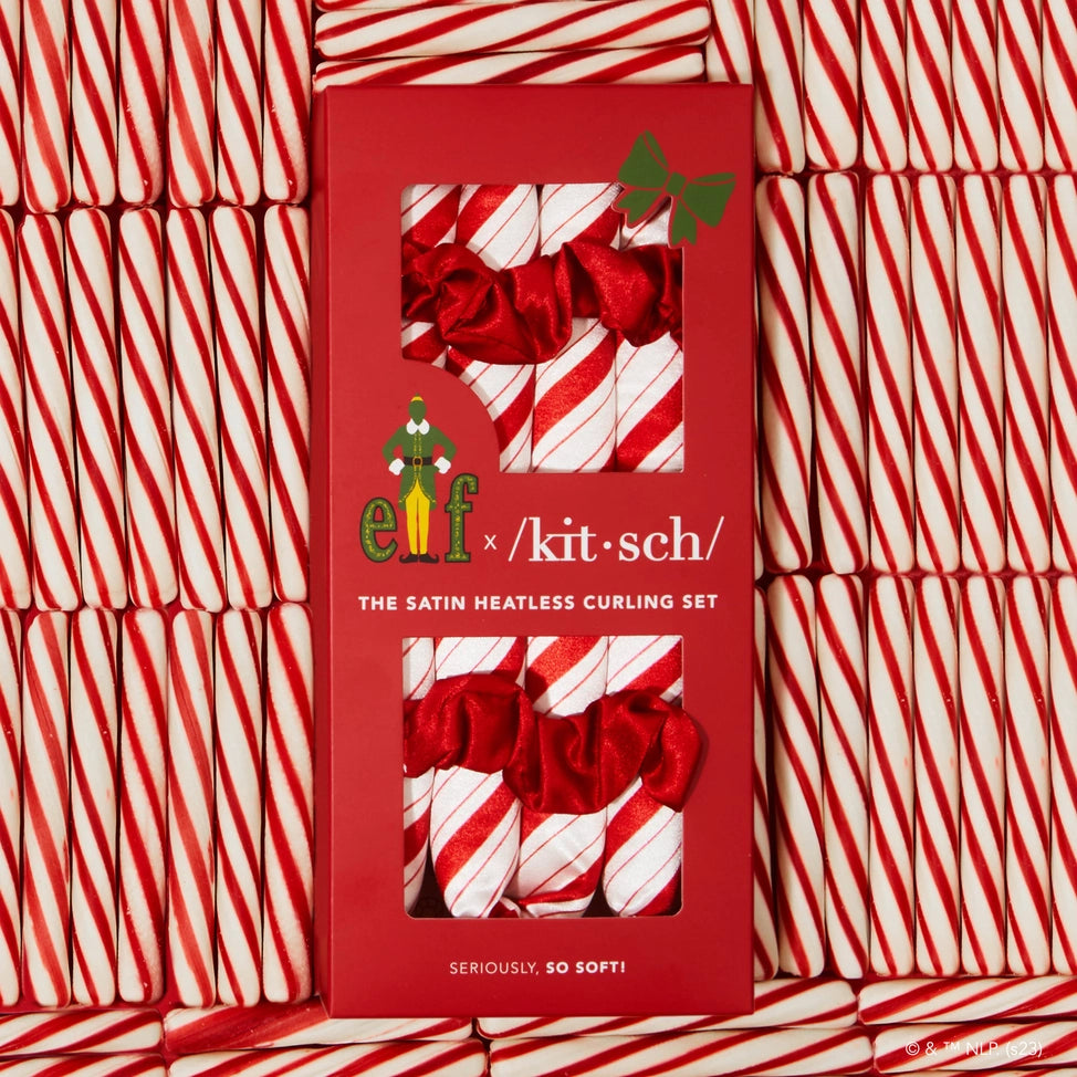 Kitsch - Elf Satin Heatless Set- Candy Cane