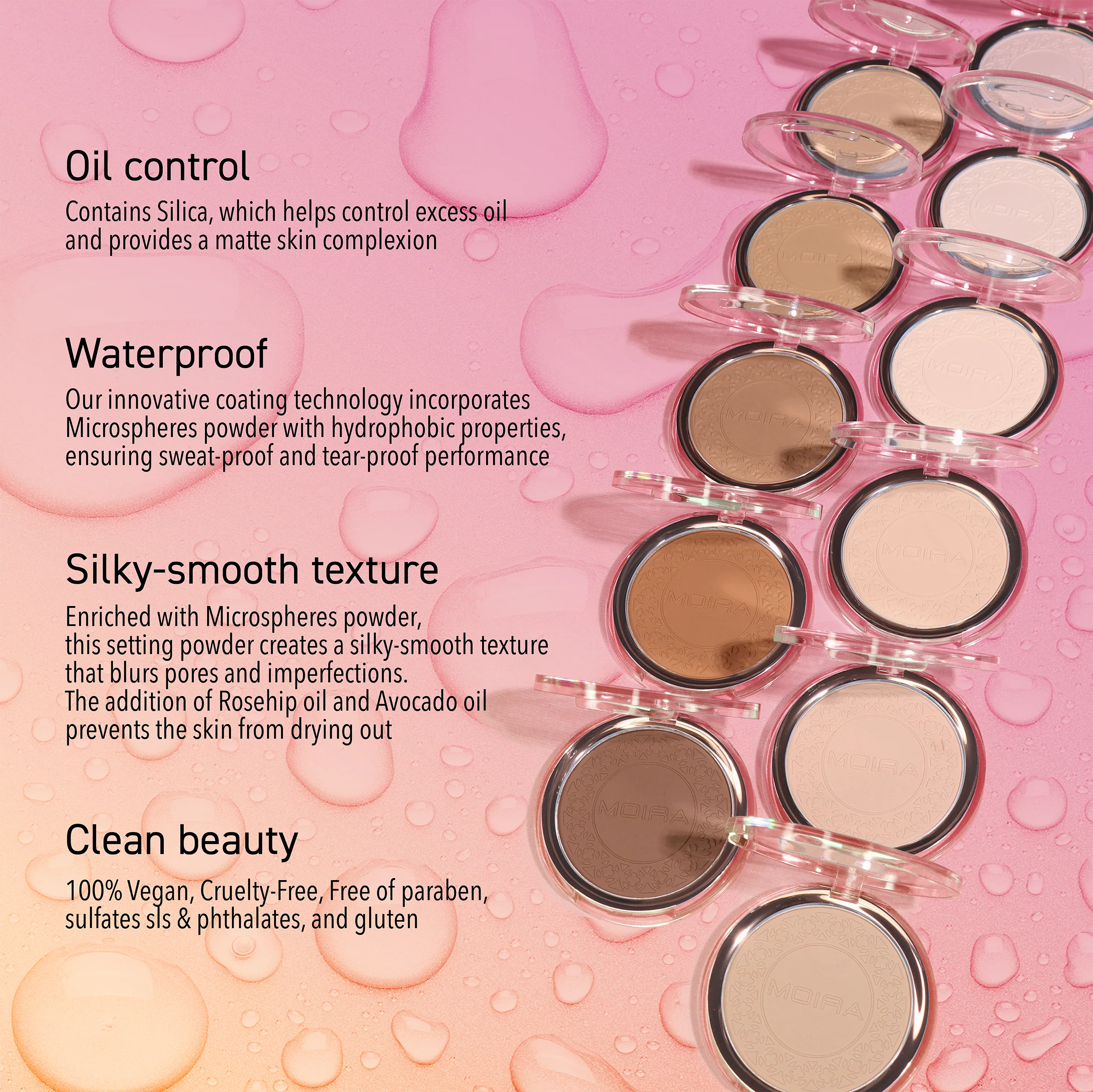 Moira Beauty - Soft Focus Waterproof Setting Powder Sheer/Pink