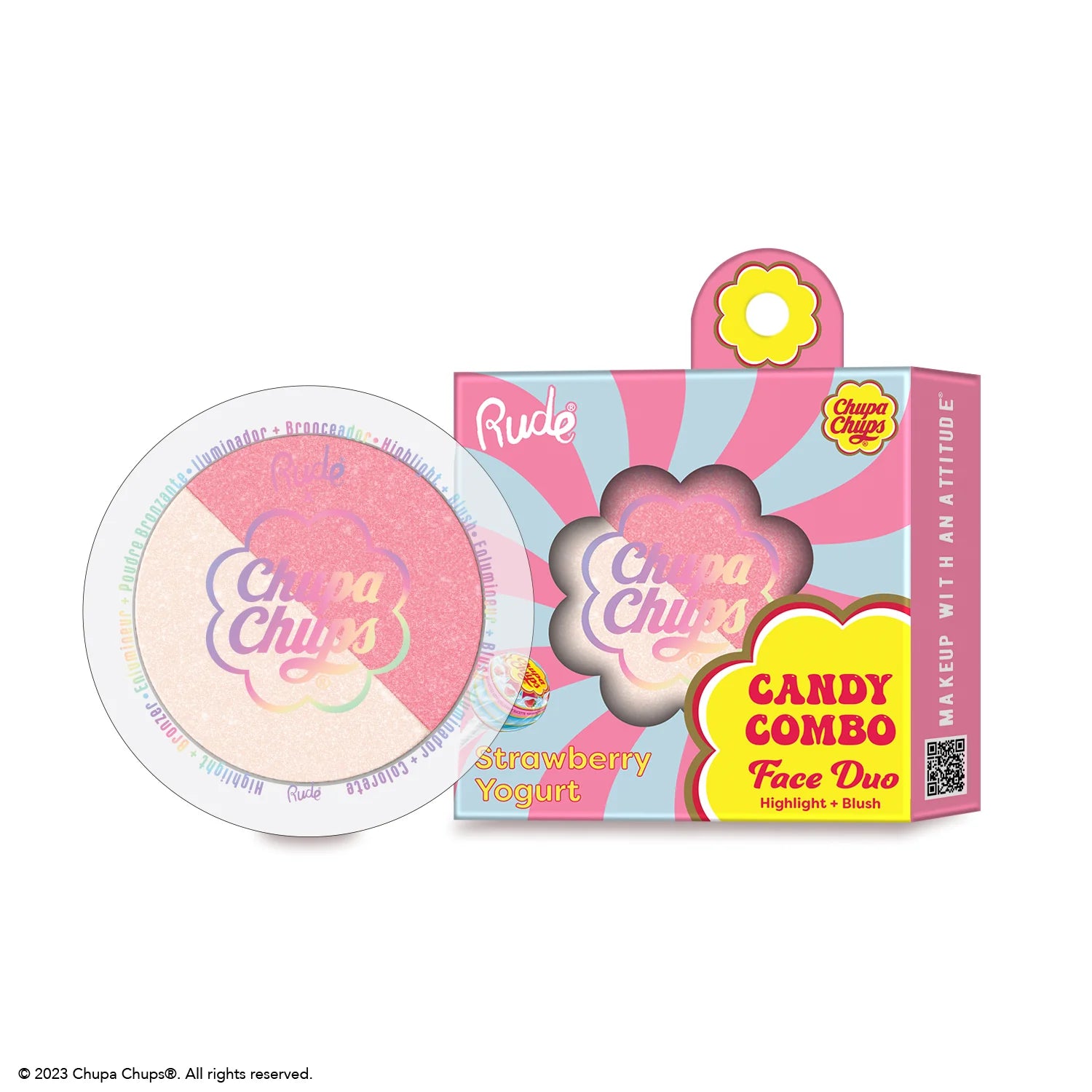 Rude Cosmetics - Chupa Chups Candy Combo Face Duo Strawberry Yogurt