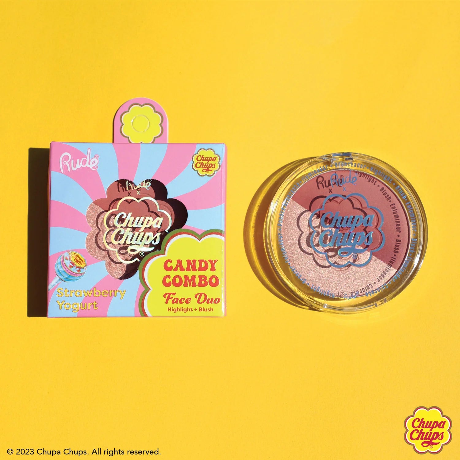 Rude Cosmetics - Chupa Chups Candy Combo Face Duo Strawberry Yogurt