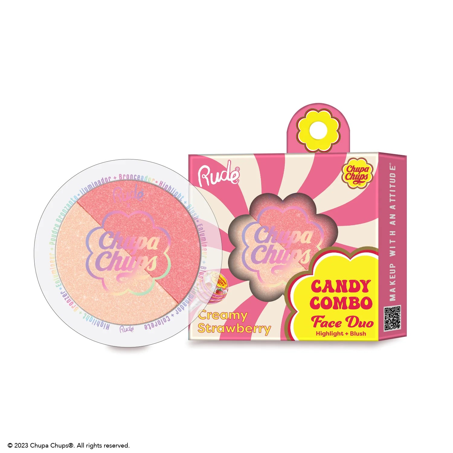 Rude Cosmetics - Chupa Chups Candy Combo Face Duo Creamy Strawberry