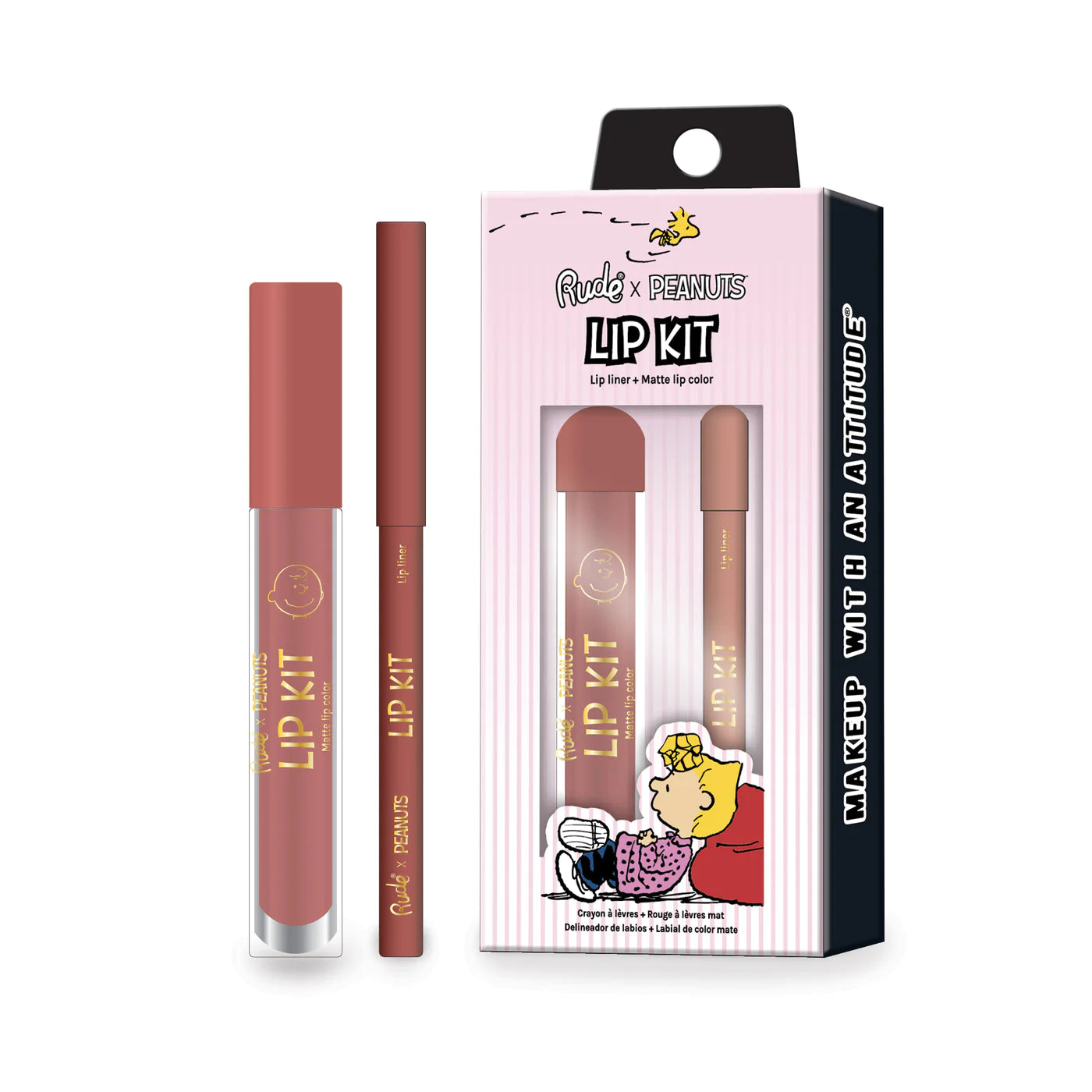 Rude Cosmetics - Peanuts Lip Kit - Lip Liner + Matte Lip Color Nose Kiss