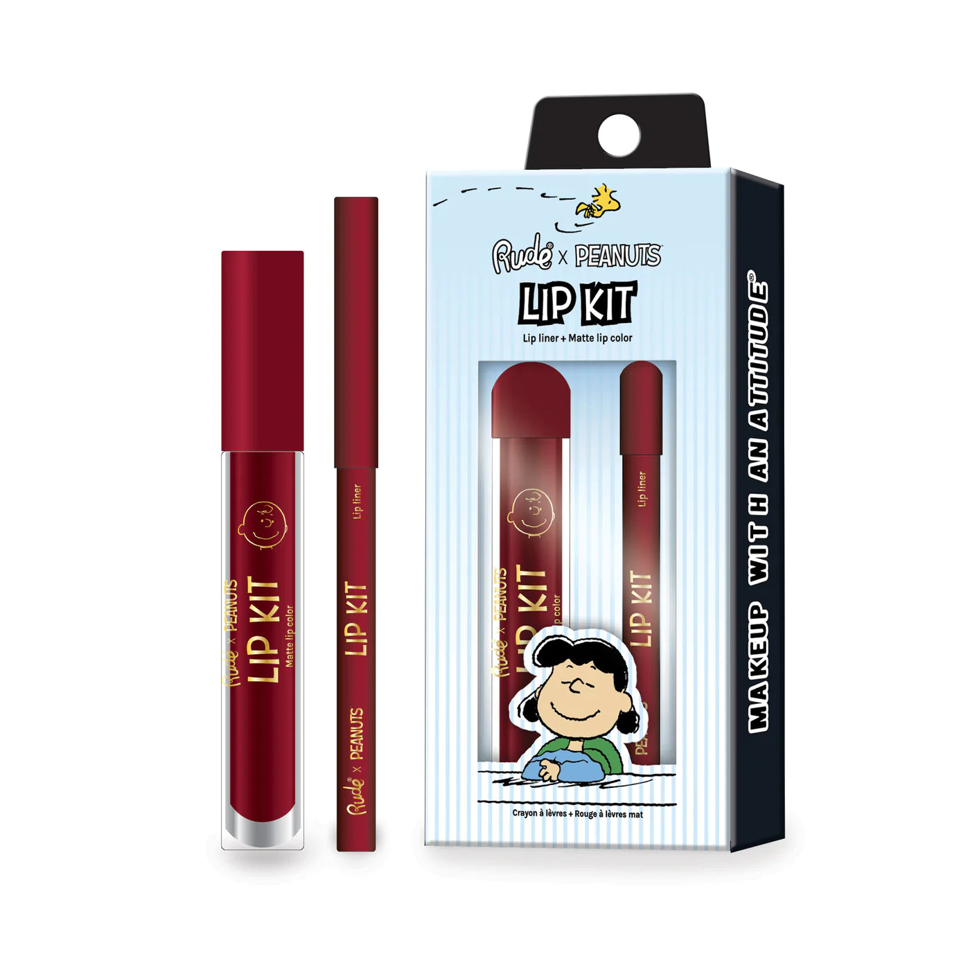 Rude Cosmetics - Peanuts Lip Kit - Lip Liner + Matte Lip Color You Blockhead