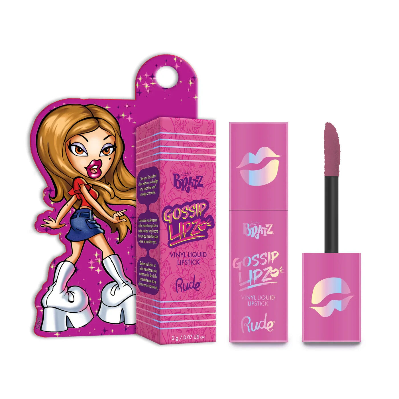 Rude Cosmetics - Bratz Gossip Lipz Vinyl Liquid Lipstick Hush-Hush