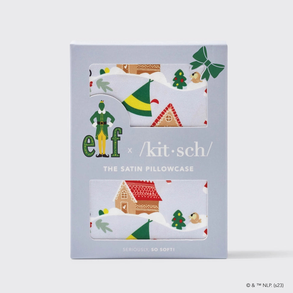 Kitsch - Elf Satin Pillowcase- Periwinkle Christmas