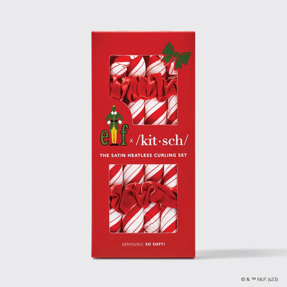 Kitsch - Elf Satin Heatless Set- Candy Cane