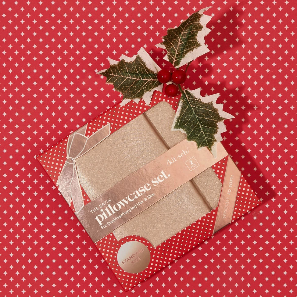 Kitsch - Holiday Satin Standard Pillowcase 2pc Set - Champagne