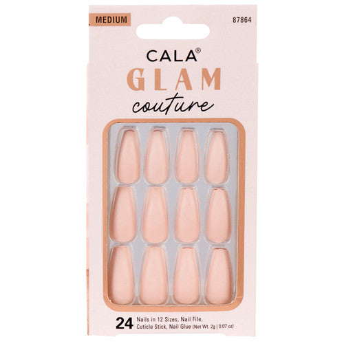 Cala - Glam Couture Coffin Matte Nude Press On Nails