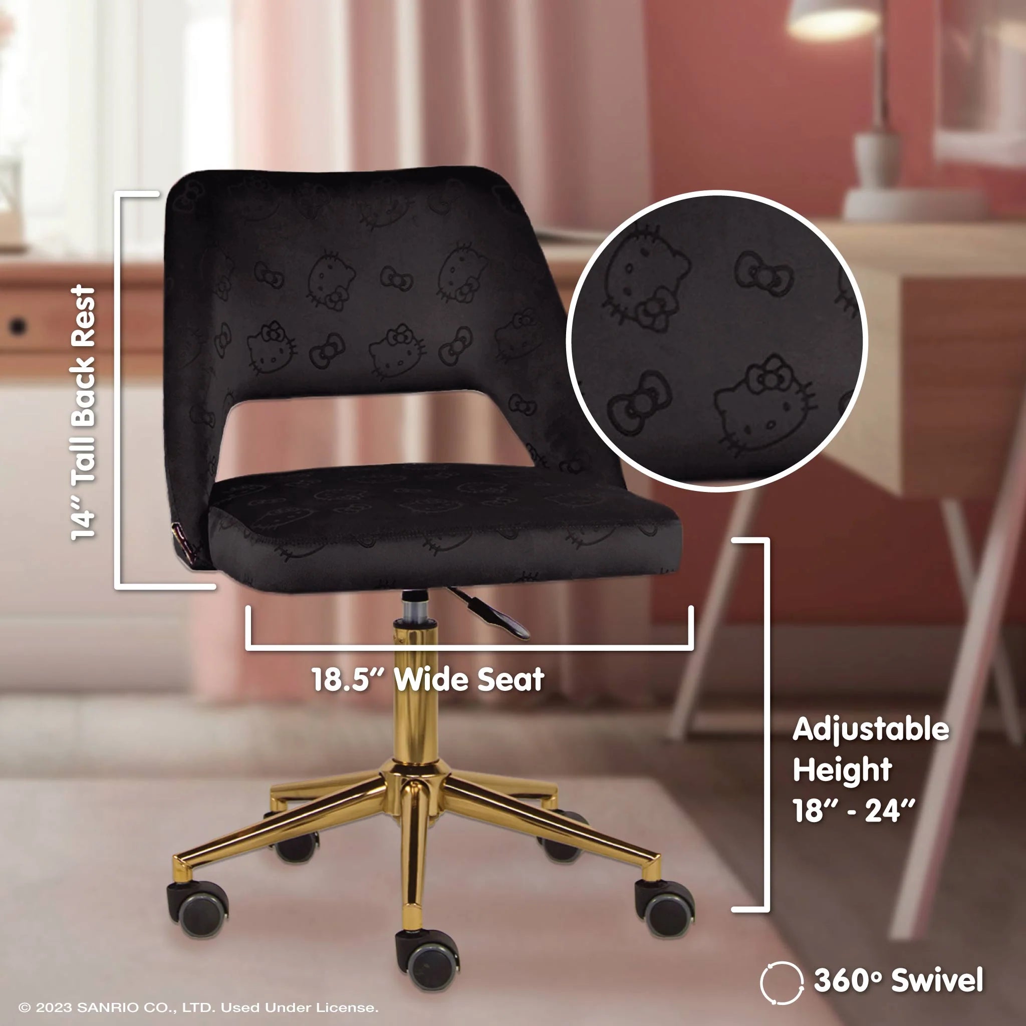 Impressions Vanity - Hello Kitty Vanity Swivel Chair Black