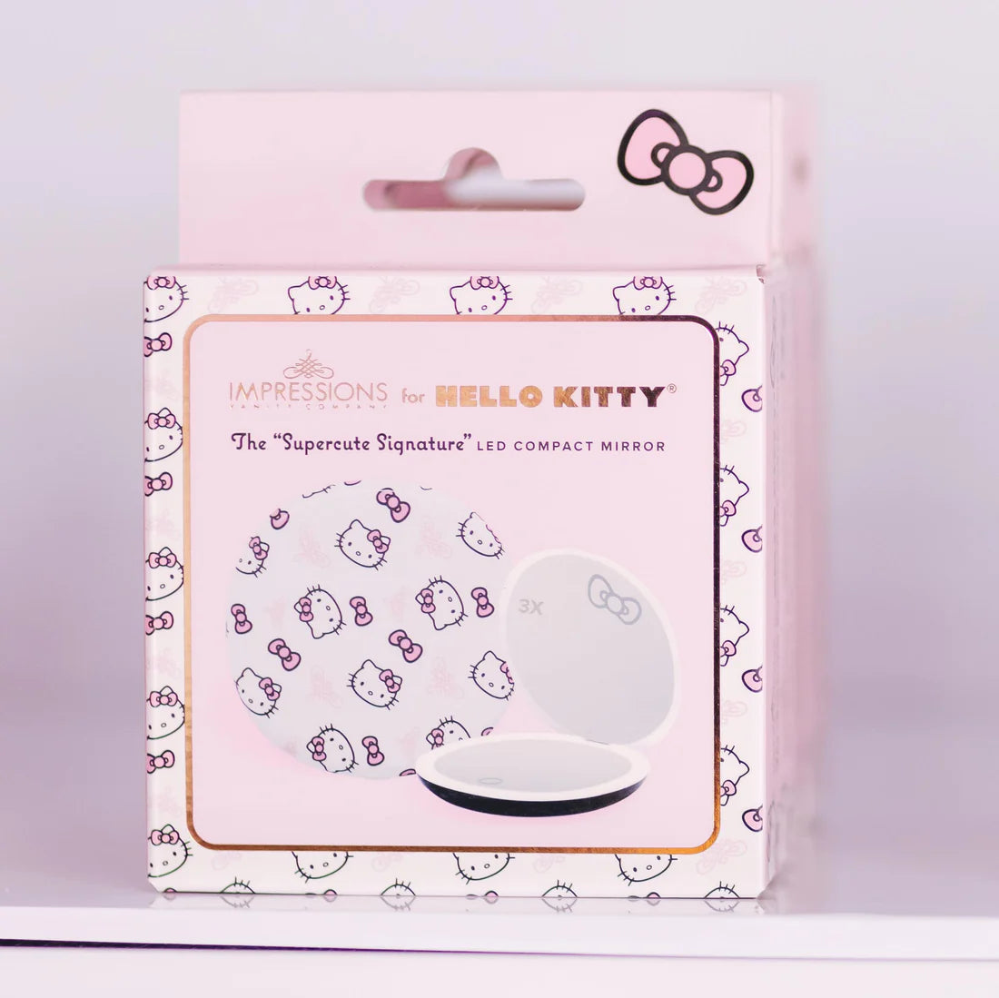 Impressions Vanity - Hello Kitty Supercute Signature Print LED Compact Mirror White