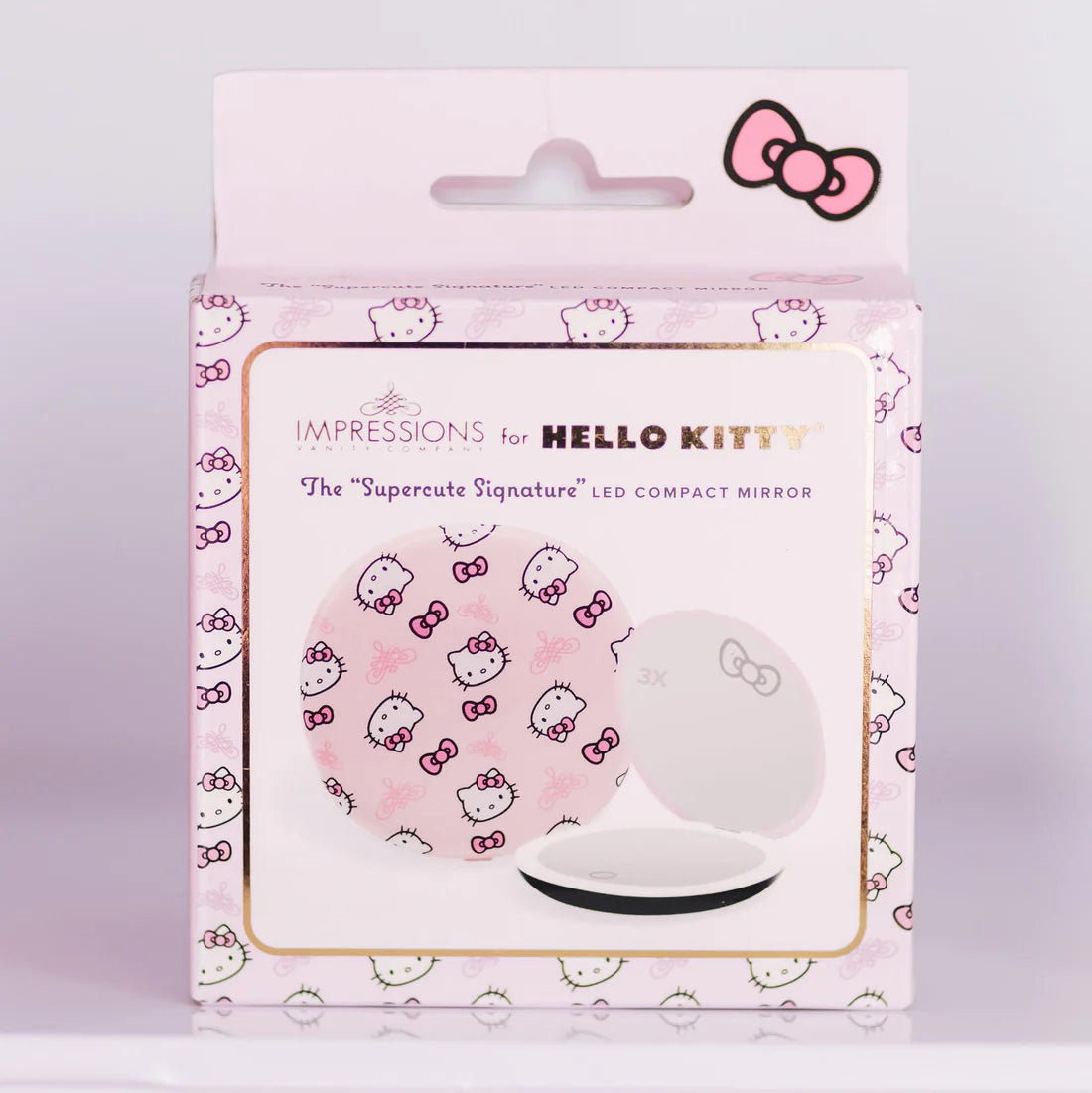 Impressions Vanity - Hello Kitty Supercute Signature Print LED Compact Mirror Pink