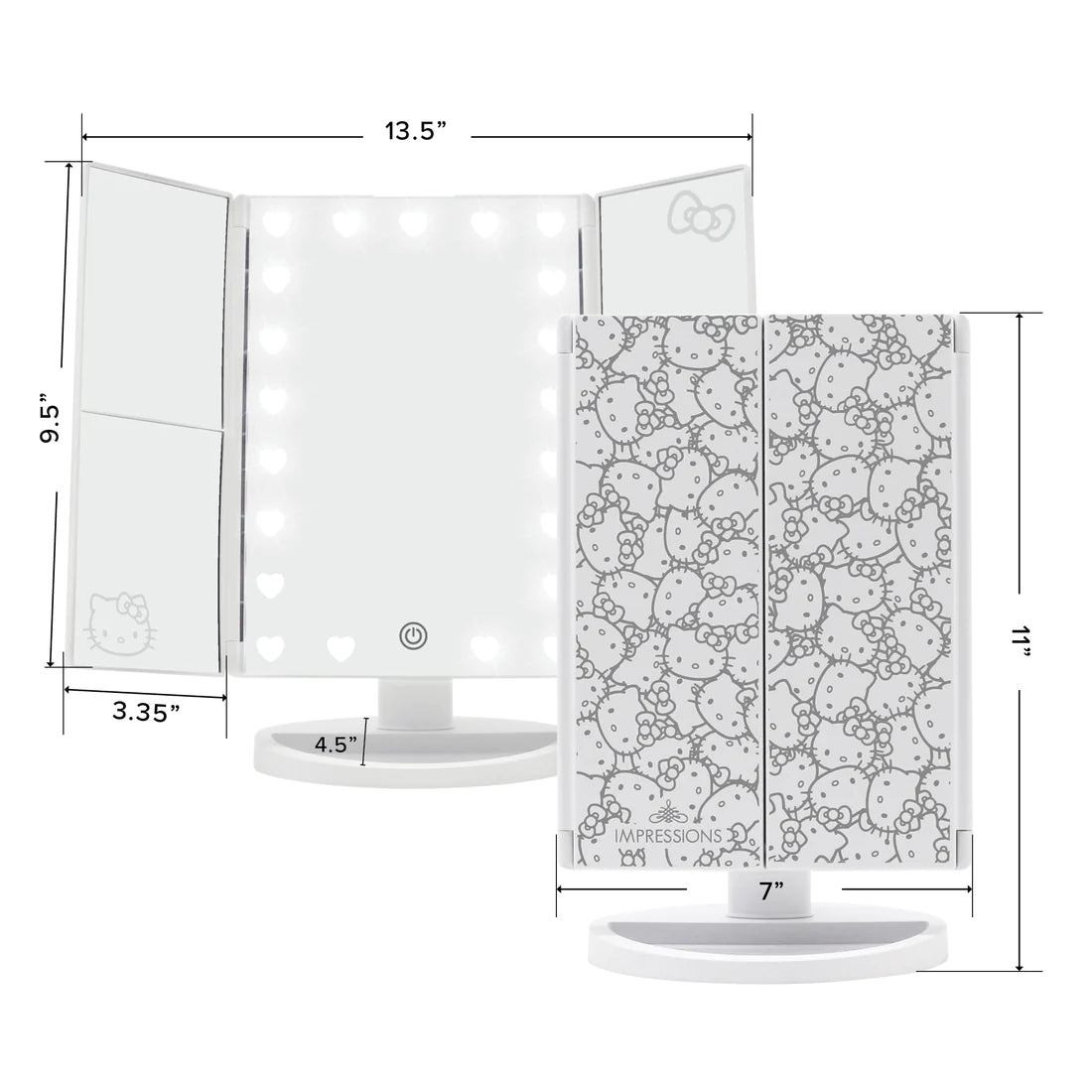 Impressions Vanity - Hello Kitty Trifold LED Makeup Mirror with Magnification White