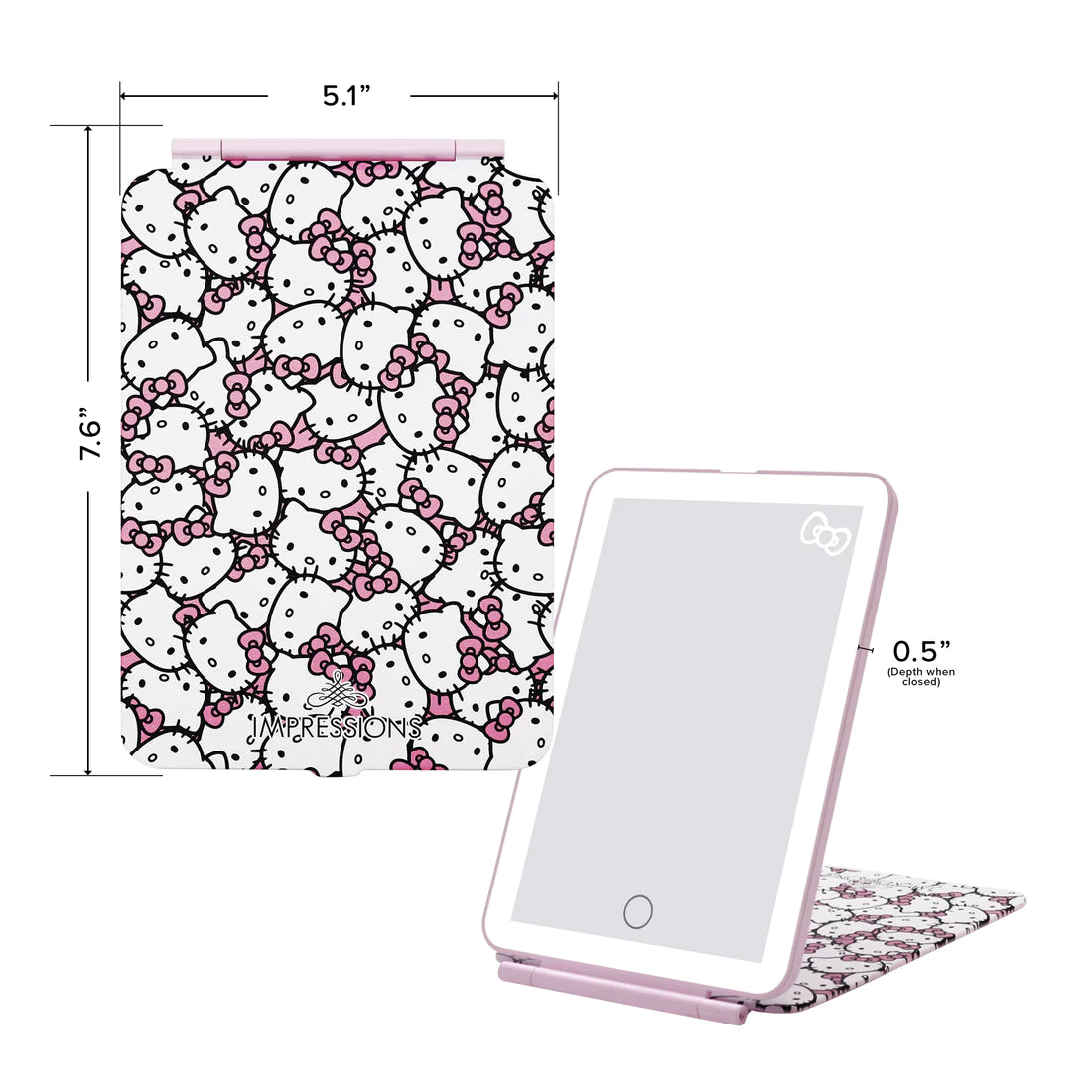 Impressions Vanity - Hello Kitty Touch Pad Mini Tri-Tone LED Makeup Mirror White/Pink