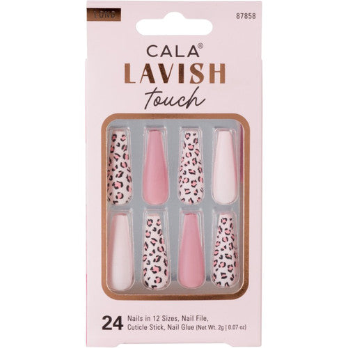 Cala - Lavish Touch Long Coffin Pink Cheetah Press On Nails