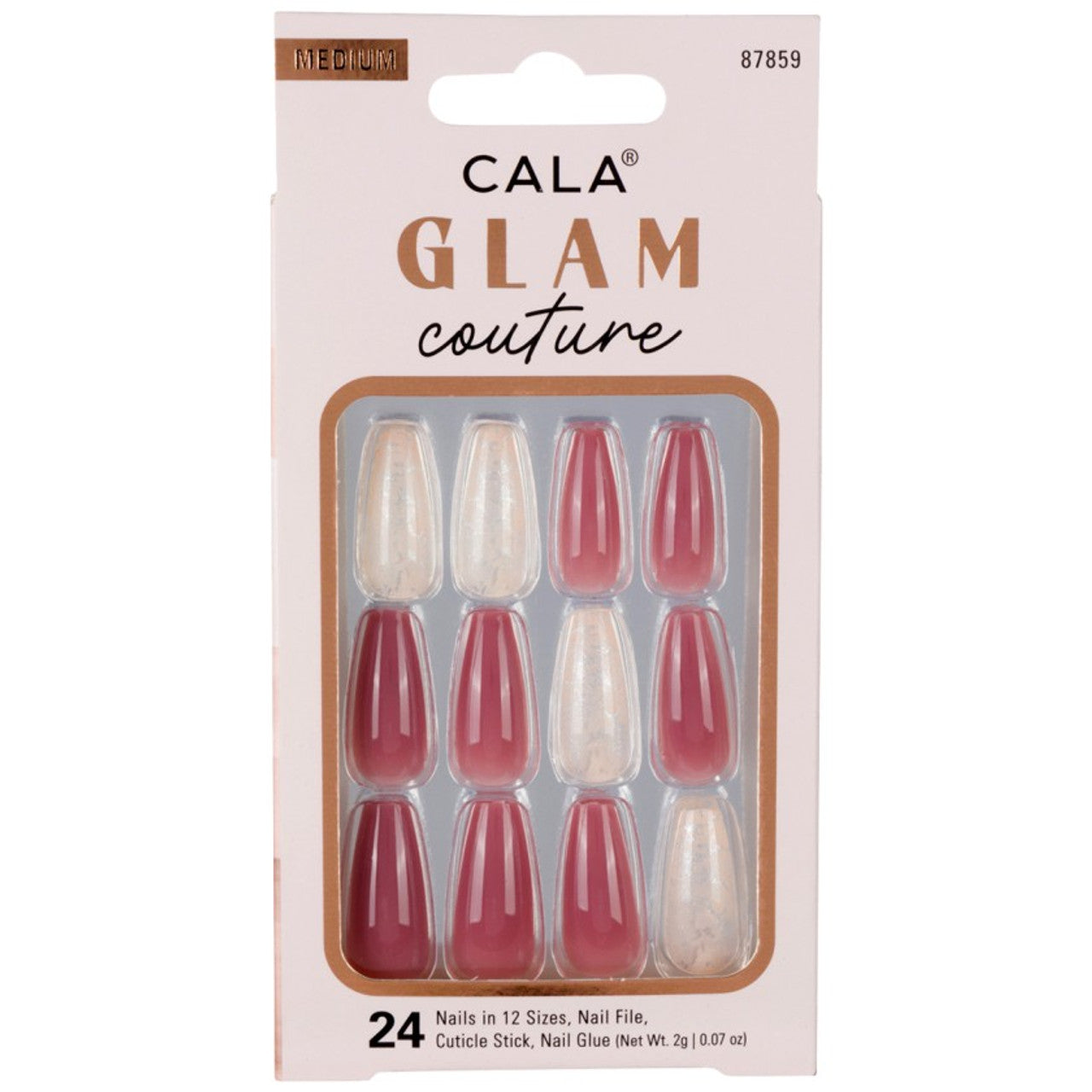 Cala - Glam Couture Coffin Marble Mauve Press On Nails