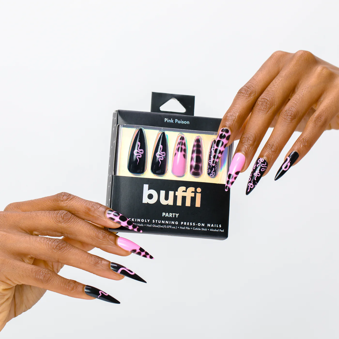 Kara Beauty - Buffi Press On Nails Pink Poison – Discount Beauty Boutique