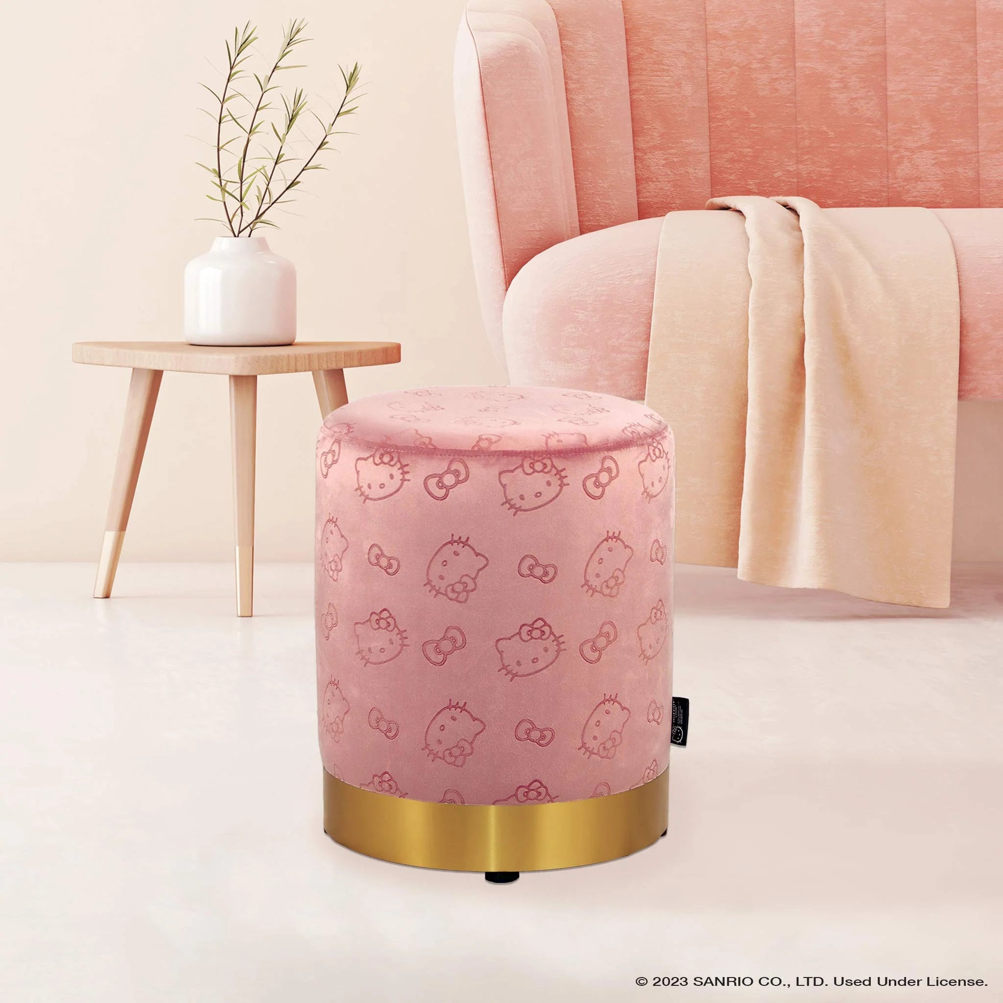 Impressions Vanity - Hello Kitty Round Vanity Ottoman Pink
