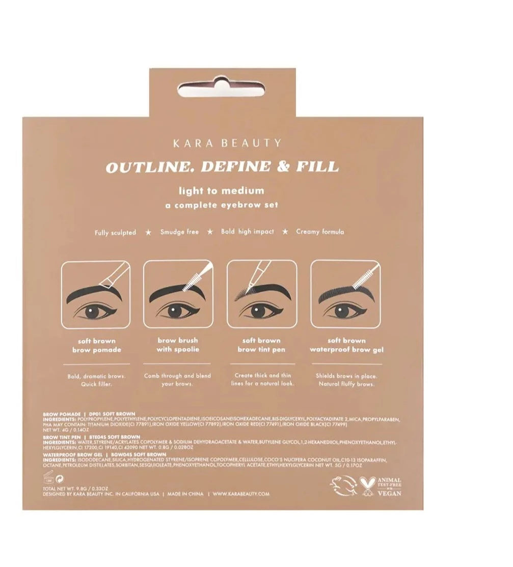 Kara Beauty - Outline, Define & Fill Eyebrow Set Light/Medium