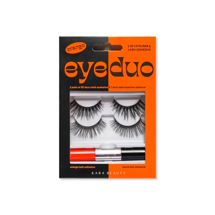 Kara Beauty - Eye Duo 2 Pair Faux Mink Lashes & 2-in-1 Colour Liner & Glue Orange