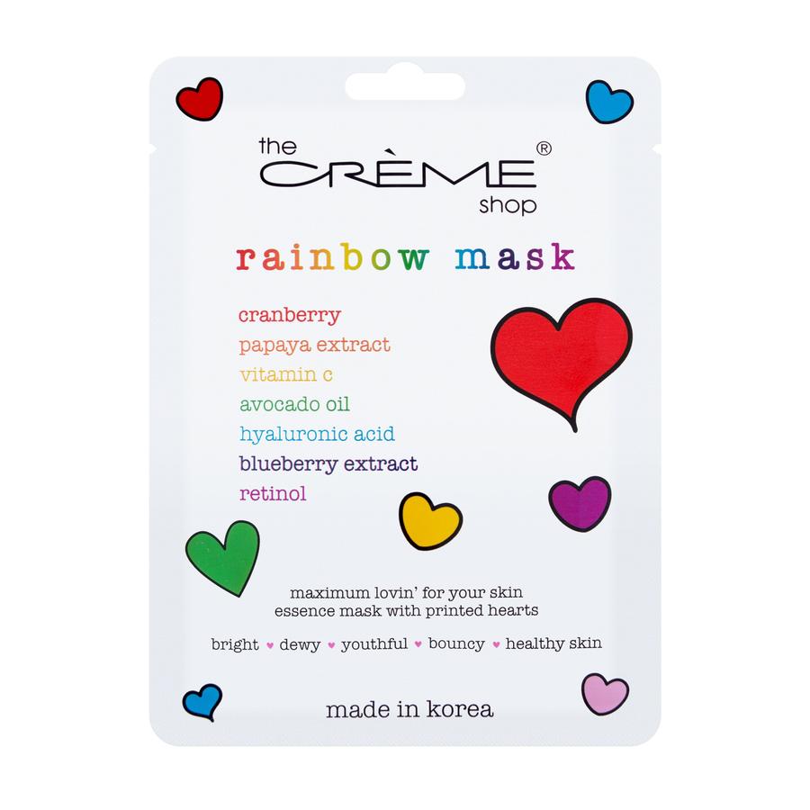 The Creme Shop - Rainbow Face Mask Printed with Rainbow Hearts