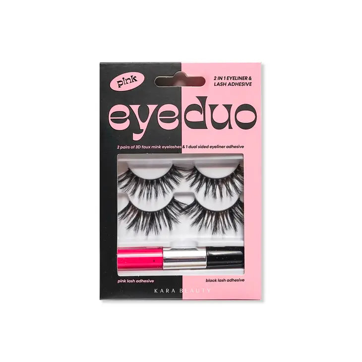 Kara Beauty - Eye Duo 2 Pair Faux Mink Lashes & 2-in-1 Colour Liner & Glue Pink