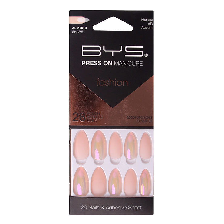BYS - Press On Manicure 28pc Natural AB Accent Almond