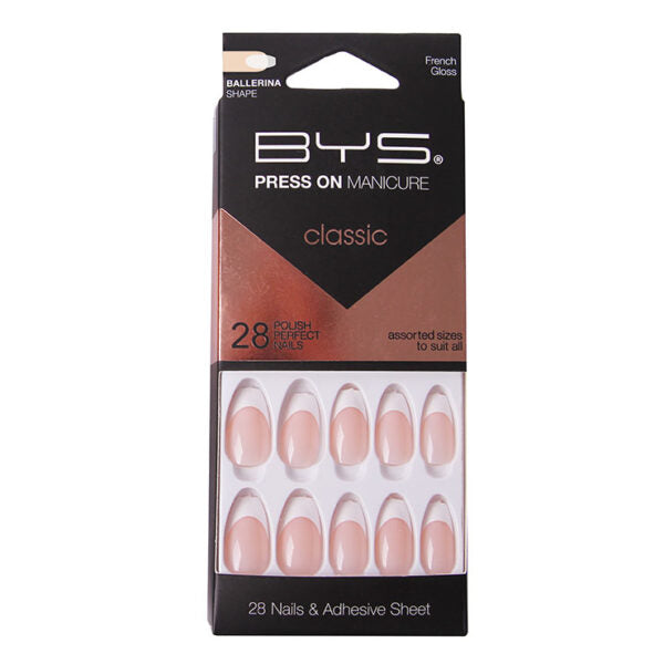 BYS - Press On Manicure 28pc French Gloss Ballerina