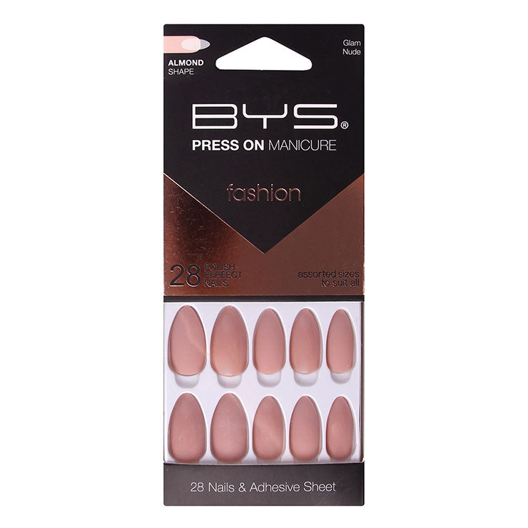 BYS - Press On Manicure 28pc Glam Nude Almond