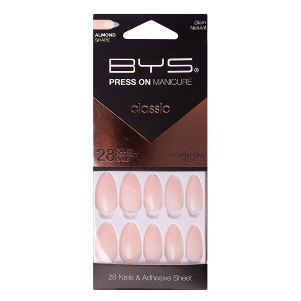 BYS - Press On Manicure 28pc Glam Natural Almond