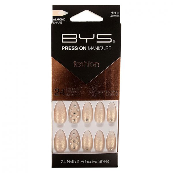 BYS - Press On Manicure 24pc Hint of Jewels Almond