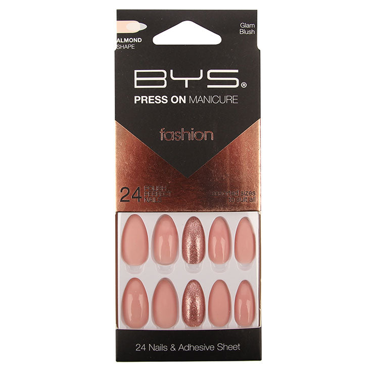 BYS - Press On Manicure 24pc Glam Blush Almond