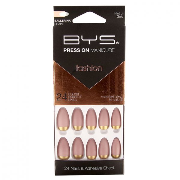 BYS - Press On Manicure 24pc Hint of Gold Ballerina