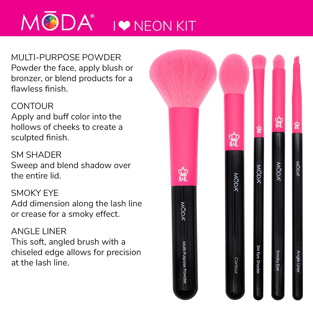 Moda - I <3 Neon Brush Set