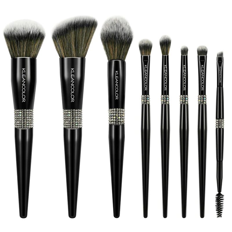 Kleancolor - Twinkly Love 8pc Deluxe Face & Eye Brush Set Black