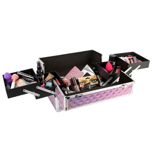 BYS - Medium Makeup Train Case Holographic with Silver Trim