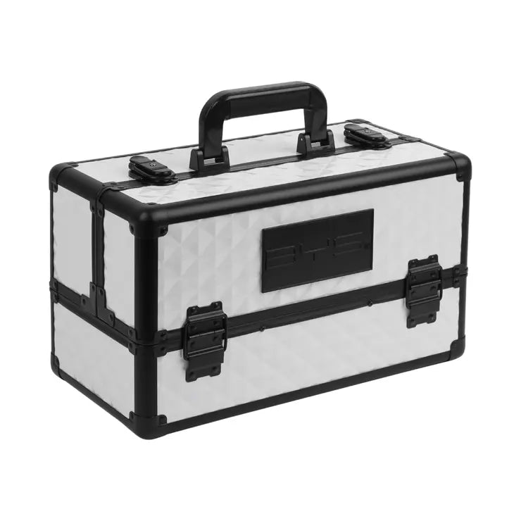 BYS - Medium Makeup Train Case White with Black Trimming