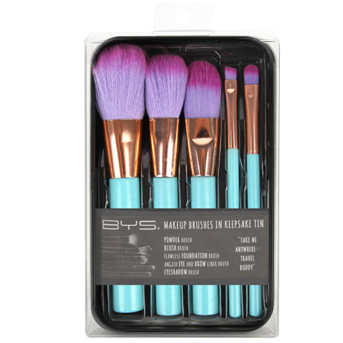 BYS - Makeup Brushes in Keepsake Tin Aqua