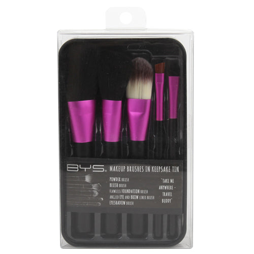 BYS - Makeup Brushes in Keepsake Tin Fuchsia