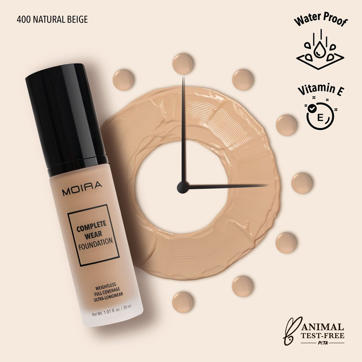 Moira Beauty - Complete Wear Foundation Natural Beige