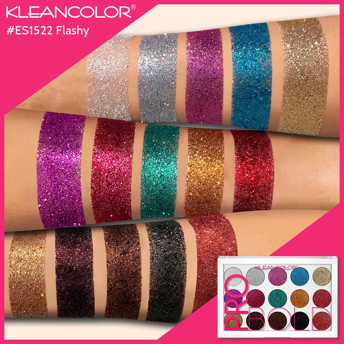 Kleancolor - Pro Bold Pressed Glitter Palette