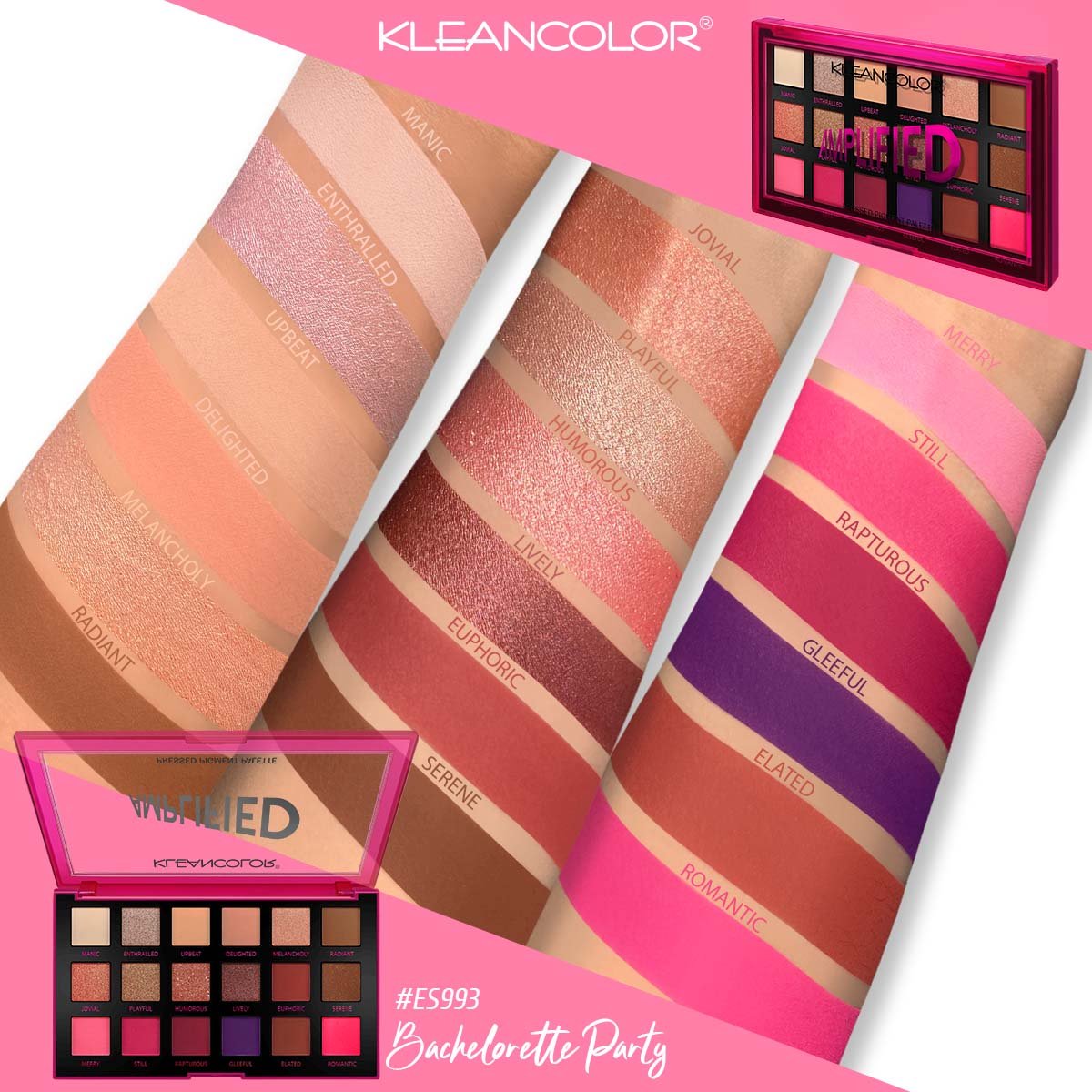 Kleancolor - Amplified Pressed Pigment Palette Bachelorette Party