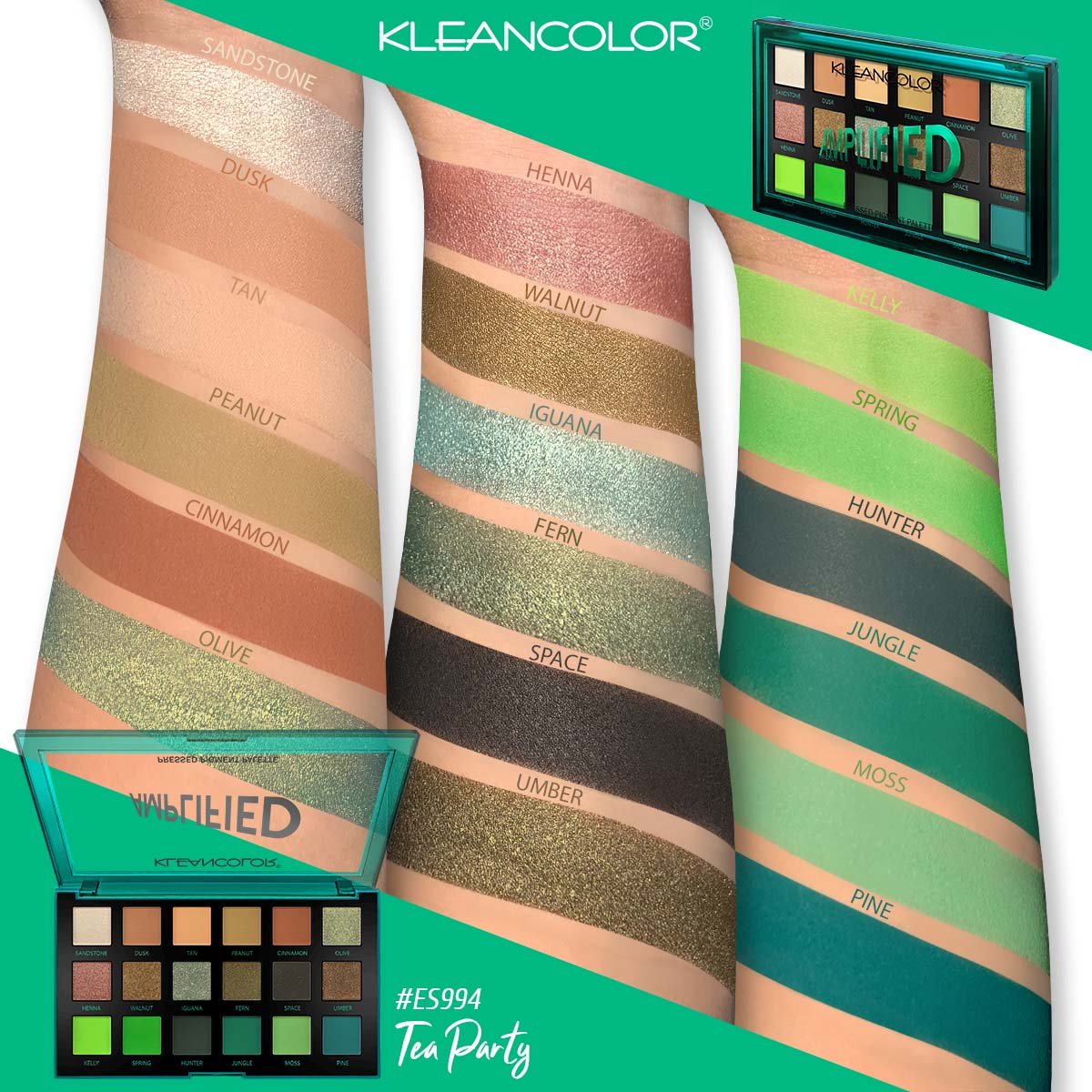 Kleancolor - Amplified Pressed Pigment Palette Tea Party