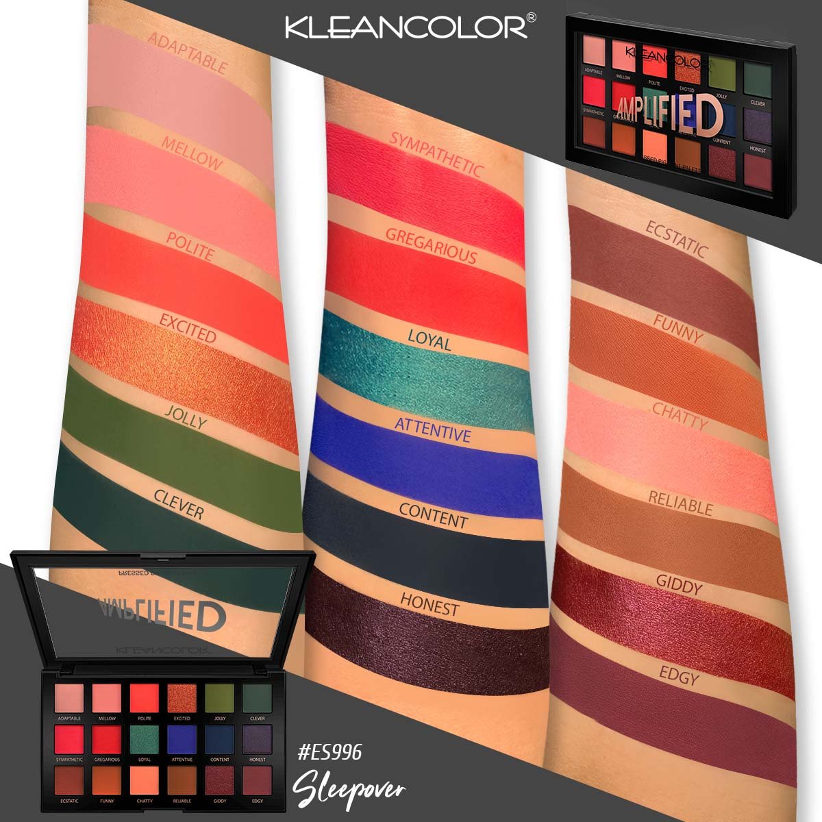Kleancolor - Amplified Pressed Pigment Palette Sleepover