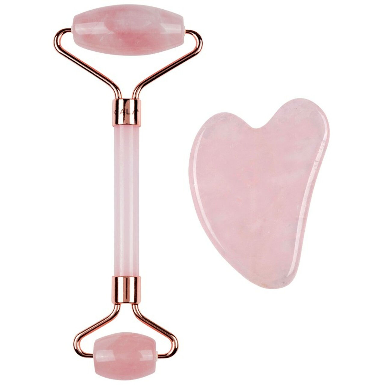 Cala - Rose Quartz Roller + Gua Sha Set