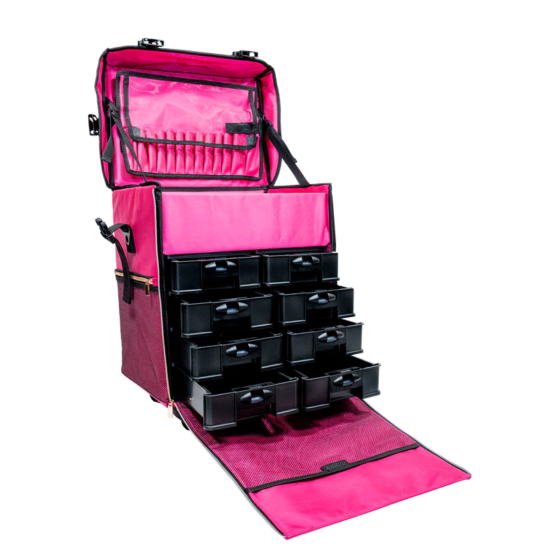 Simply Bella - 2 in 1 Professional Makeup Luggage With Compartments Pink