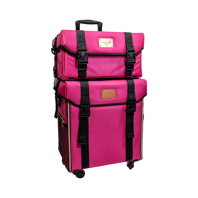 Simply Bella - 2 in 1 Professional Makeup Luggage With Compartments Pink