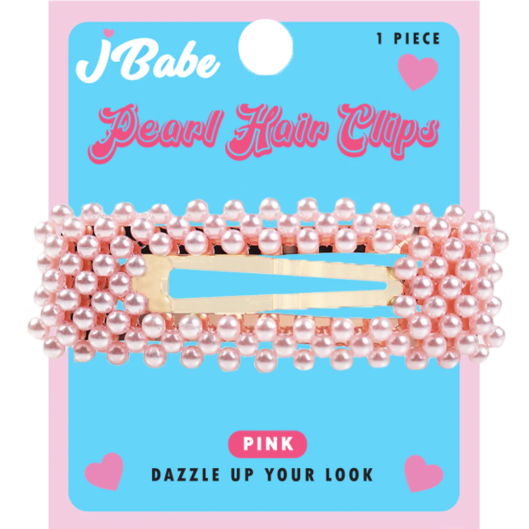 J.Babe - Pearl Hair Clips Pink - Square