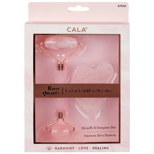 Cala - Rose Quartz Roller + Gua Sha Set